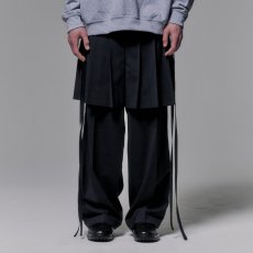 画像1: COGNOMEN  PLEATED LAYERED PANTS　BLACK (1)